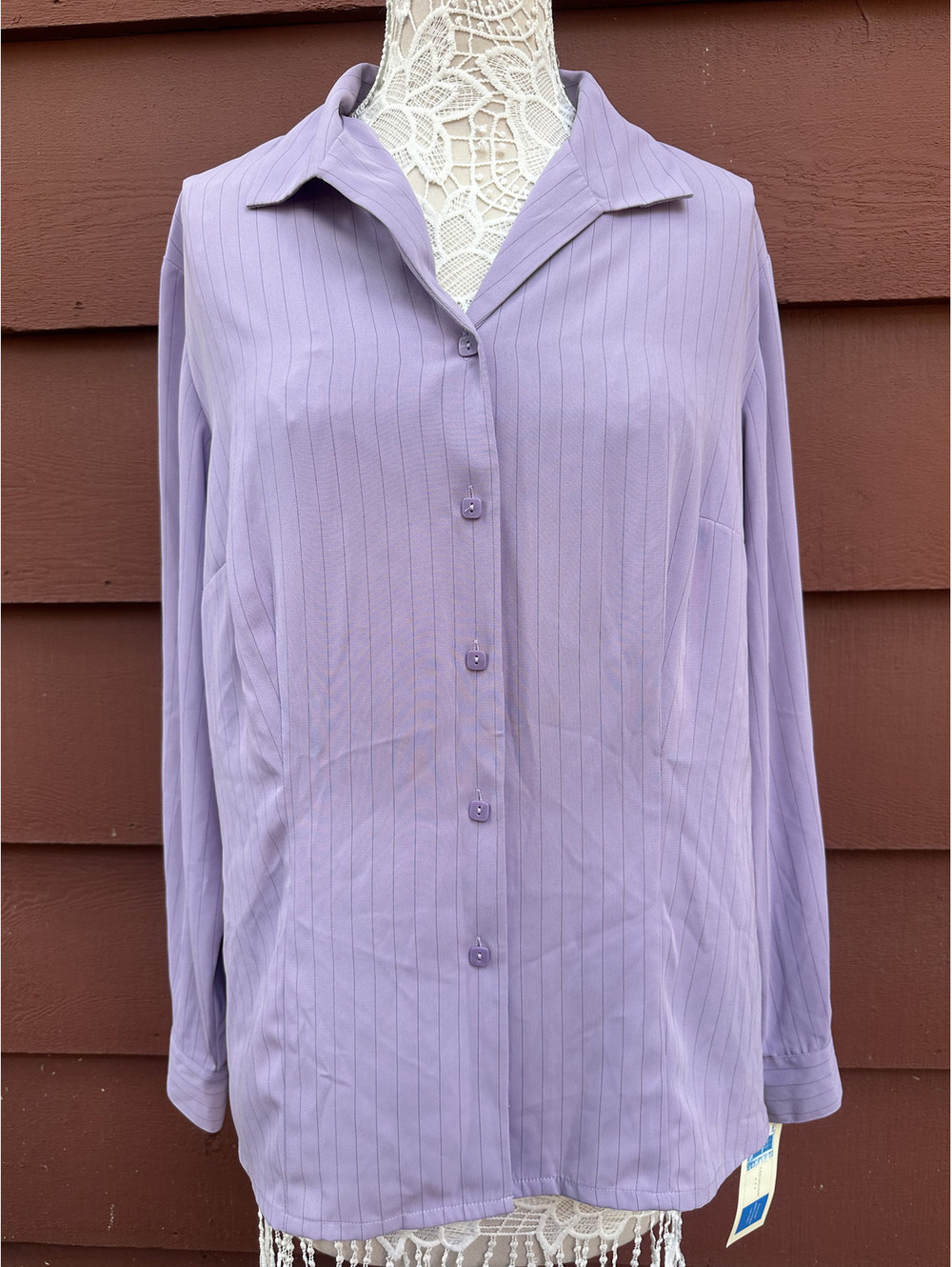 NWT Covington Lavender Pinstriped Long Sleeve Button Down Shirt